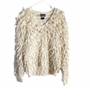 Le Parfait Cream Mulitcolor Shag Sweater Size S